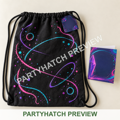 Neon Trails Drawstring Bag: a styling example for this party