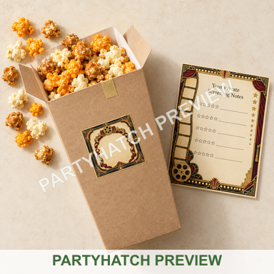 Gourmet Popcorn Cinema Box: a styling example for this party